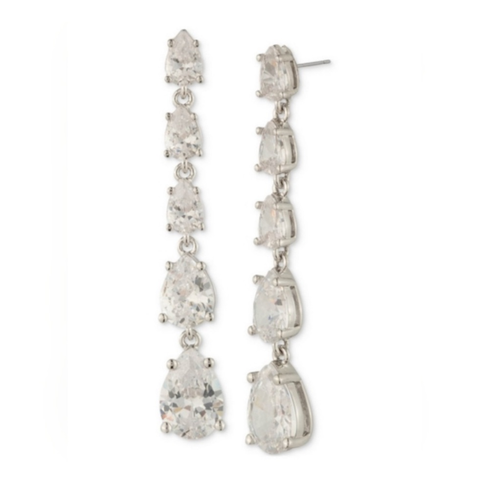 Givenchy Crystal Pear Shape Graduated Linear Drop Earrings